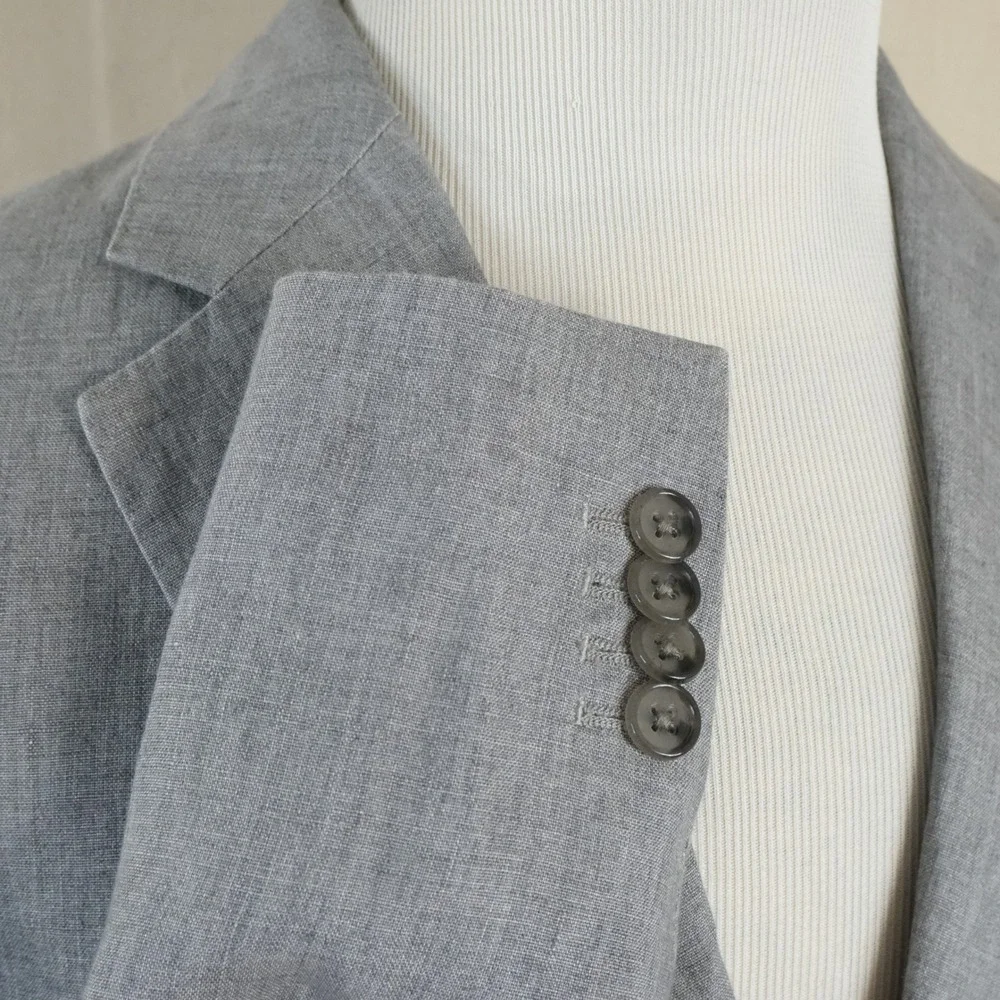 Banana Republic 40R Sport Coat Lanificio Comatex Linen Gray Two Button Vented